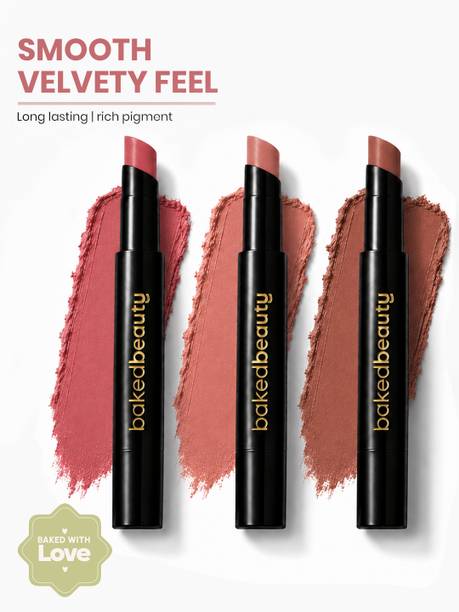 BAKED BEAUTY Lip Crayon Lipstick Set of 3 with Nourishing Formula