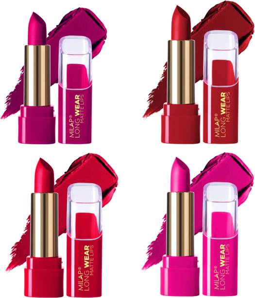 MILAP Long Wear Waterproof Matte Lipstick Smudge Proof Lipstick Combo Set of 4