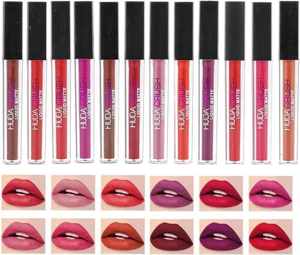 HUDA CRUSH Swiss Edition Set of 12 Beauty Liquid Lipstick Matte Finish Lipsticks Combo Pack
