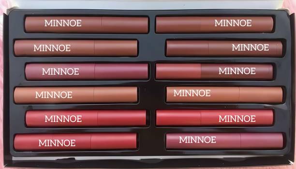 MINNOE Waterproof Super Stay Matte Edition and Transferproof Lipstick pack of 12