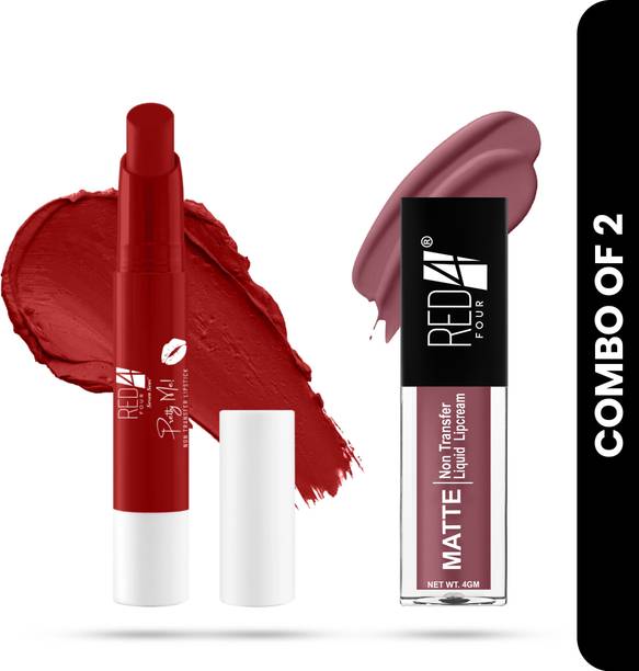 RED4 Pretty Me Non Transfer Lipstick With Miss Perfect Liquid Lip Cream