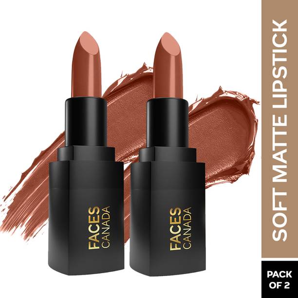 FACES CANADA Comfy Matte Wow Bullet Lipstick Combo | Highly Pigmented | Pack of 2