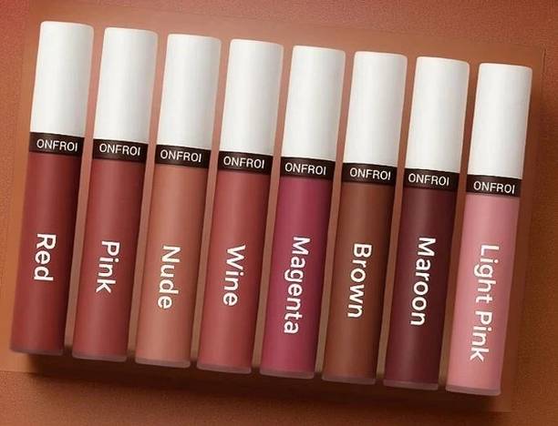 ओनफ्रोई Matte Ink Liquid Lipstick Set - Smudge-Proof & Waterproof (Pack of 8 Shades)