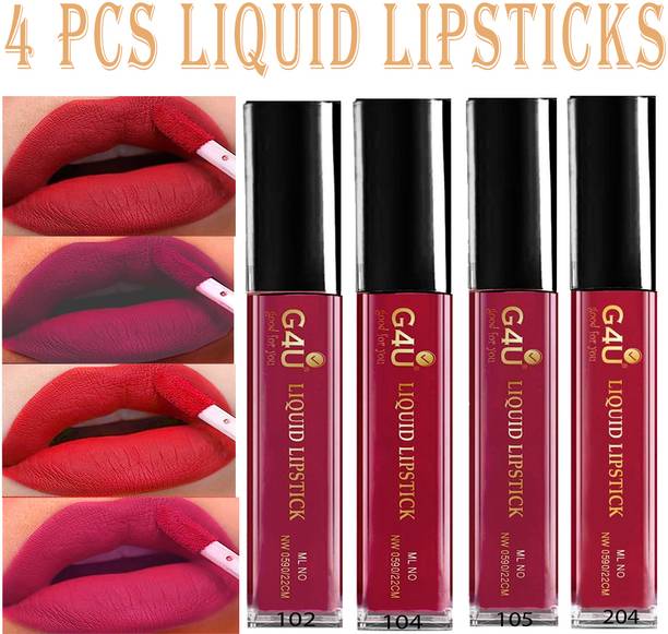 G4U Liquid Lipstick Set 4 Colors Cherry, Wild Rose, Mocha, Ruby102-104-105-204