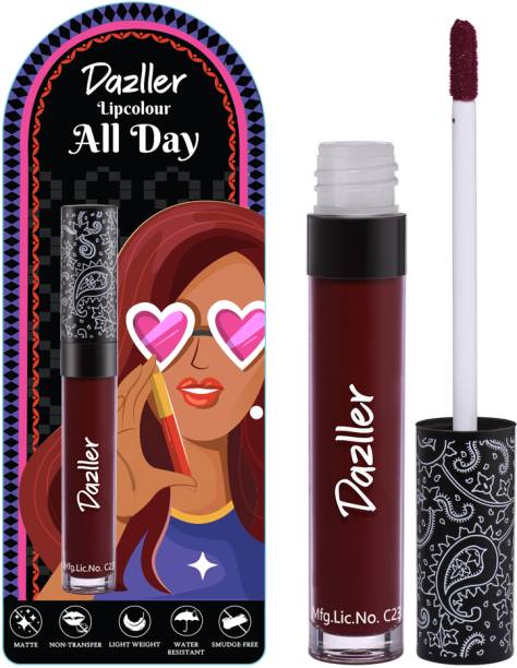 Dazller All Day Lipcolour, Ultra Intense Matte,Smudge-Proof, Lightweight,Up to 8Hrs Stay