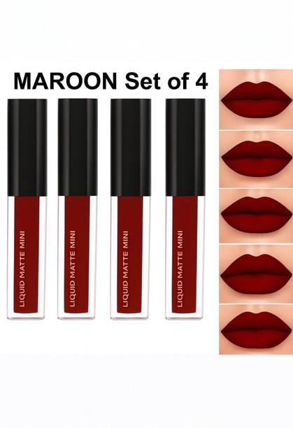 BLUSHIS Non Transfer Liquid Waterproof Matte Liquid Lipstick Pack of 4 Shade MAROON