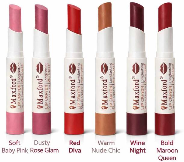 MAXFORD Soft-Matte Finish, Long Lasting, Hydrating Lipstick|Pack of 6