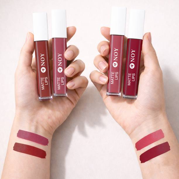 NOY Lightweight Matte Lipstick Pack of 4 Smudge Proof Rich Pigment Wear