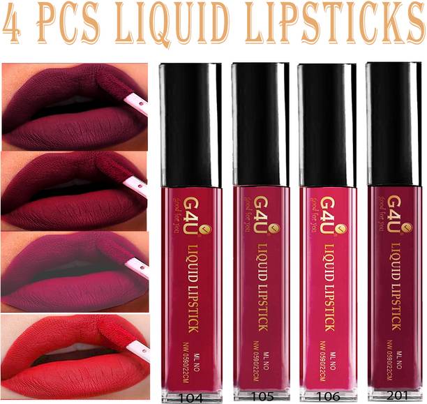 G4U Liquid Lipstick Set 4 Colors Wild Rose, Mocha, Strawberry, Wine104-105-106-201