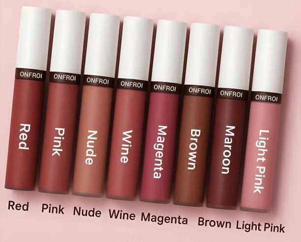 Onfroi Non Transfer Waterproof Super stay
matte ink bold lip color combo pack
of 8