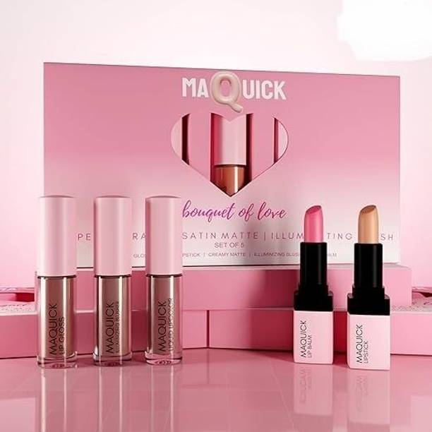 maquick Lipstick,Lip Balm,Lip Gloss,Liquid Lip Colour,Blusher(Peach Mist,10gm)