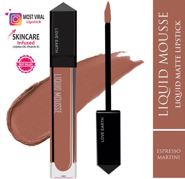 LOVE EARTH Liquid Mousse Lipstick - Espresso Martini Matte Finish, Lasts Up to 12 hours