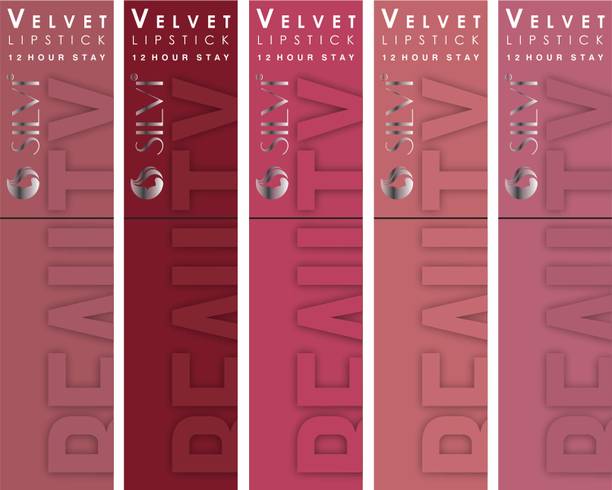 SILVI Velvet Matte Lipstick Combo Pack of 5 | 12H Long Stay Waterproof | Long Lasting