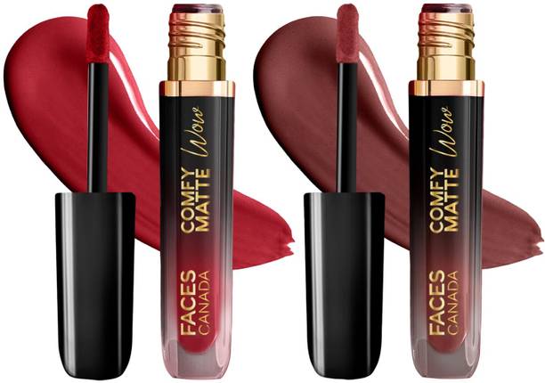 फेसेस कनाडा Comfy Matte Wow Liquid Lipstick - The Bold Edit | Combo Set of 2 |