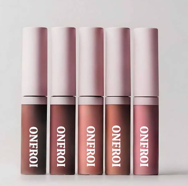 Onfroi 5-in-1 Nude Matte Liquid Lipstick Set – Waterproof & Long Stay