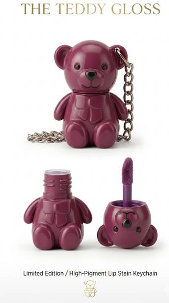 URBANMAC Teddy Bear Lip Stain Keychain - Long Lasting Matte Lip Gloss with Velvet Finish