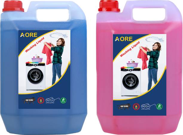 AORE Washing machine liquid detergent top load and front load -blue pink (10 ltr) Multi-Fragrance Liquid Detergent