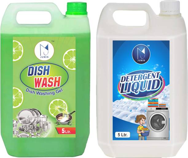 Jumin Combo (5L white liquid detergent + 5L Green Dishwash Gel) 10L Multi-Fragrance Liquid Detergent