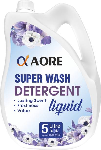 AORE Super Wash Liquid Detergent 5 Liter, Laundry Liquid for Fabric Care blue Multi-Fragrance Liquid Detergent