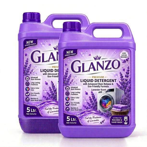 Glanzo Deep Cleaning Liquid Detergent for Bright Clothes, Soft Fabric & Fresh Fragrance Lavender Liquid Detergent