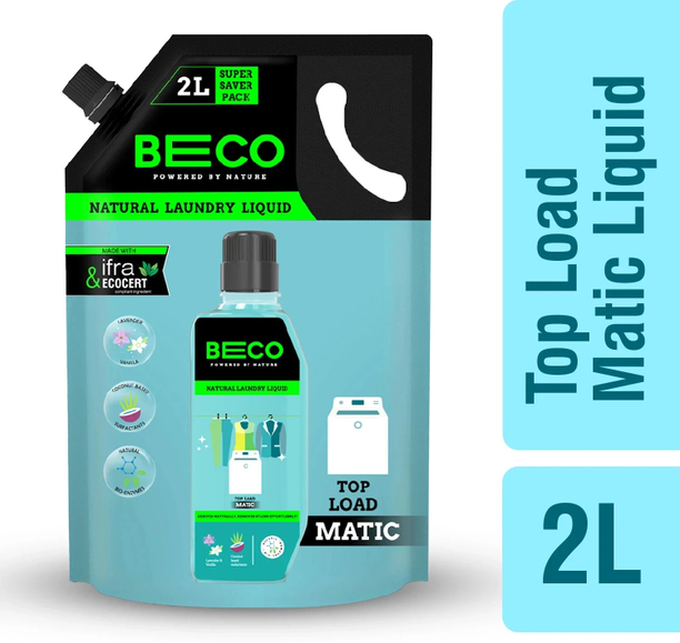 Beco Natural Top Load | Jumbo Pack | Tough Stain Removal Formula | Lavender & Vanilla Fresh Liquid Detergent