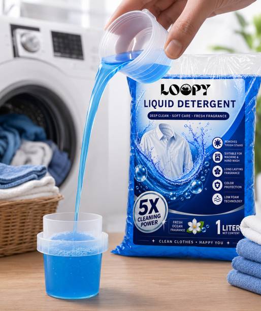 Loopy Laundry Liquid Detergent 1 Liter Tough Stain Remover Wash Fresh Liquid Det