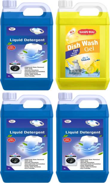 Nandu Bhai Dishwash Liquid with combo of liquid detergent for Front & Top Load Multi-Fragrance Liquid Detergent