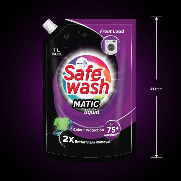 Wipro Safewash Front Load Matic Premium Liquid Detergent 1L Refill Pouch Multi-Fragrance Liquid Detergent