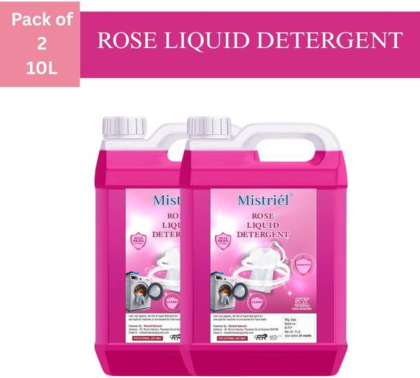 Mistriel Rose Liquid Detergent – Pack of 2 (10L each) | Gentle on Clothes Rose Liquid Detergent