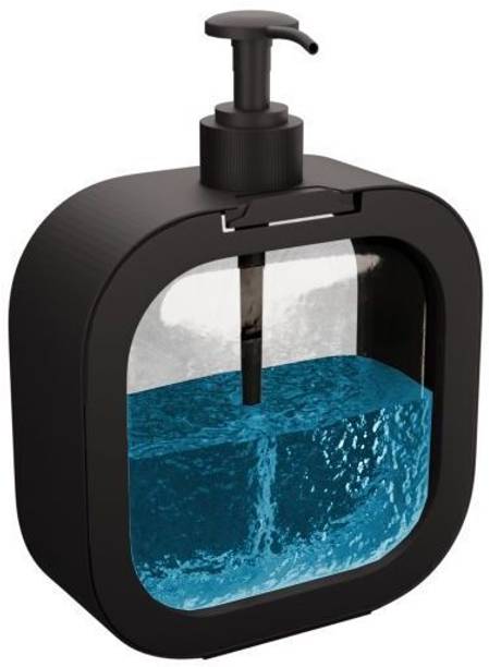 Kaminex Modern Black Soap Dispenser with Transparent Window Refillable Pump Bottle 300 ml Liquid, Conditioner, Foam, Gel, Sanitizer Stand, Shampoo, Soap, Lotion Dispenser