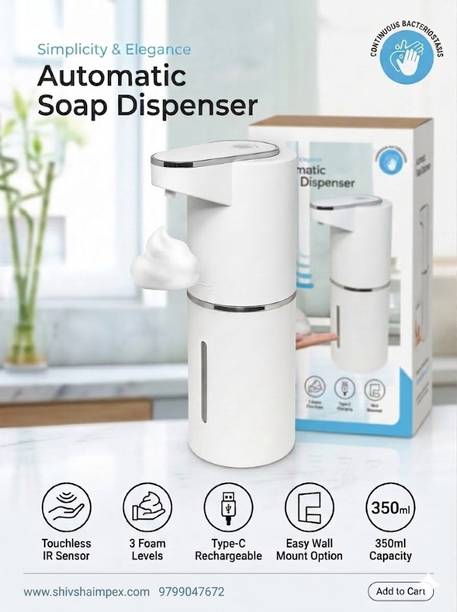 Ottolinkit Touchless Infrared Sensor Wall Mounted USB Rechargeable Automatic Soap Dispenser 350 ml Liquid, Foam, Shampoo, Sanitizer Stand, Soap, Gel Dispenser