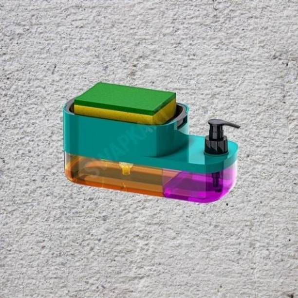 Jishafab 3 in 1 Soap Dispenser with Liquid Dispenser Pump with Sponge Holder 400 ml Soap, Liquid Dispenser