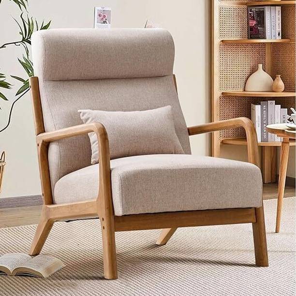 उरबानविंग Mid Century Modern Accent Chair with High BackWaist Cushion Upholstered Armchair Solid Wood लिविंग रूम चेयर