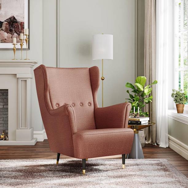 Wakefit Nicco Wing Chair Solid Wood Living Room Chair