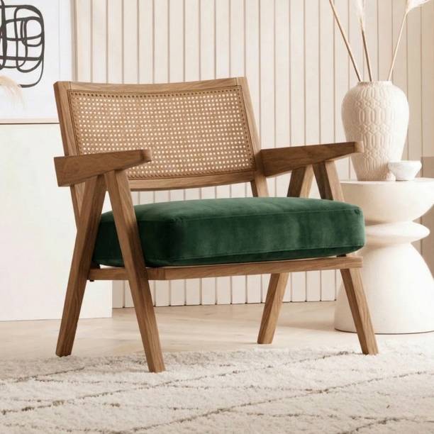 Kingsman Furnitures Abel Rattan Accent Arm Chair for Home Bedroom | Living, Bedroom & Drawing Room Cane Living Room Chair