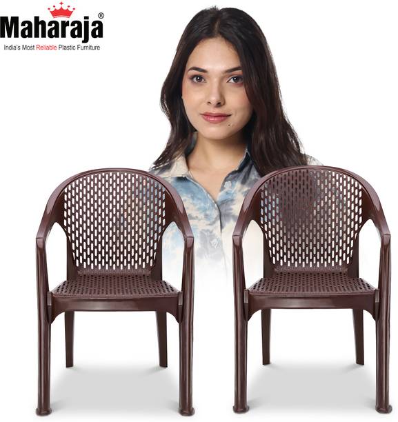 MAHARAJA Premium Plastic Chair –Ergonomic Armrest Design, Chair for Home, Ultra-Durable Plastic Living Room Chair