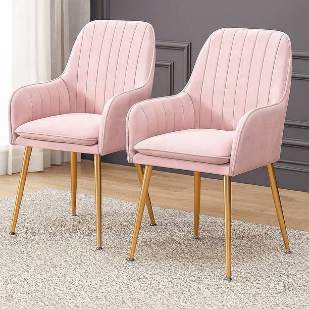 Oakcraft Pack of 2 Velvet Lounge/Dinning/Accent Chairs with Engineered Metal Legs Metal Living Room Chair