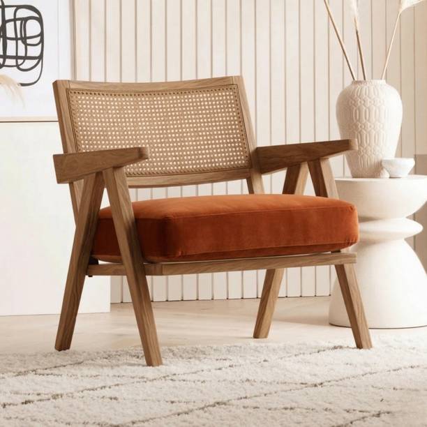 Kingsman Furnitures Abel Rattan Accent Arm Chair for Home Bedroom | Living, Bedroom, Drawing Room Cane Living Room Chair