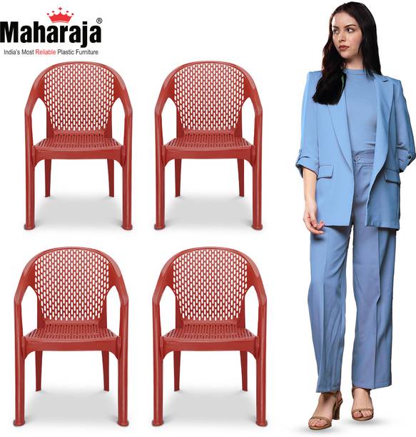 MAHARAJA Premium Plastic Chair –Ergonomic Armrest Design, Chair for Home, Ultra-Durable Plastic Living Room Chair