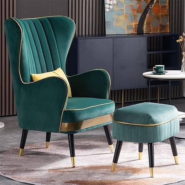 ADORN MART Luxury Chair Wing Velvet Accent Chair Armchair Royal Stylish Single Fabric Living Room Chair