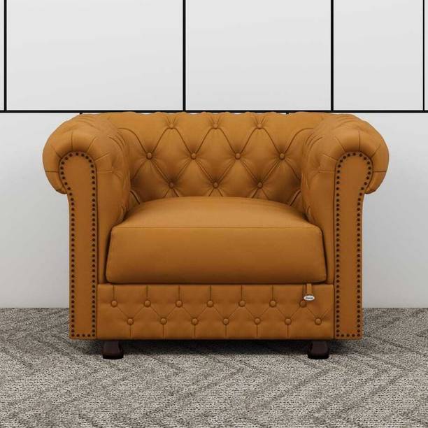 India wood mart Wooden Modern Sofa Couch with Deep Seats,Chesterfield 1 Seater Living Room Chair Engineered Wood Living Room Chair