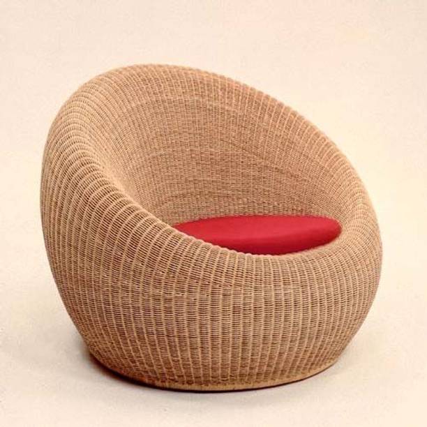 EVRA Cane Chair for Indoor Outdoor Sitting with Cushion sofa chair For Home ,Balcony Solid Wood Living Room Chair