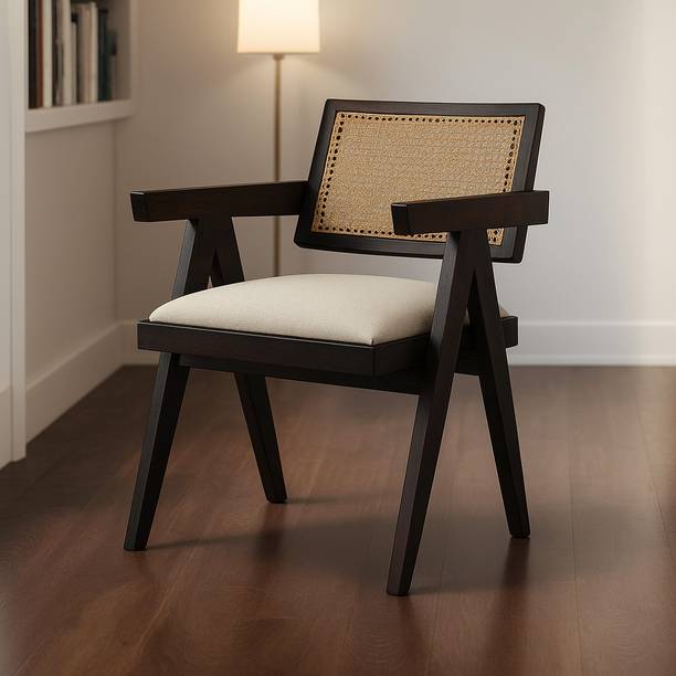 VeLivings Sheesham Wood Chair With Rattan Cane Design For Living Room Solid Wood Living Room Chair
