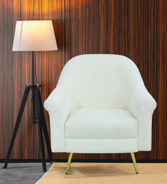 SARITA FURNITURE Modern Velvet Accent Armchair with Metal Legs Solid Wood Living Room Chair