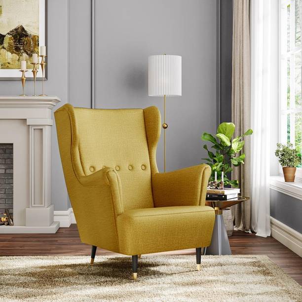 Wakefit Nicco Wing Chair Solid Wood Living Room Chair