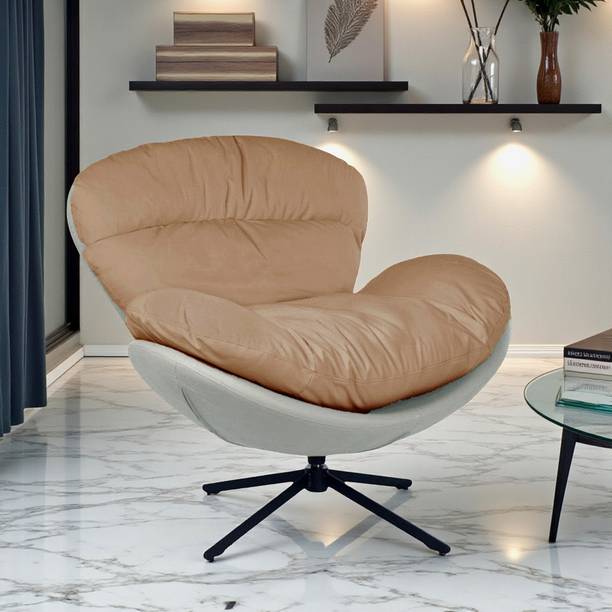 THE ATTIC The Attic Shella Lounge Chair,Comfy 360° Swivel & Relaxing,Caramel/Cream Fabric Living Room Chair