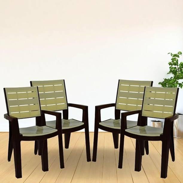 COMFORT Creation Comfortable Plastic Arm Chair/Double Insert Stackable Chair for Home Plastic Living Room Chair