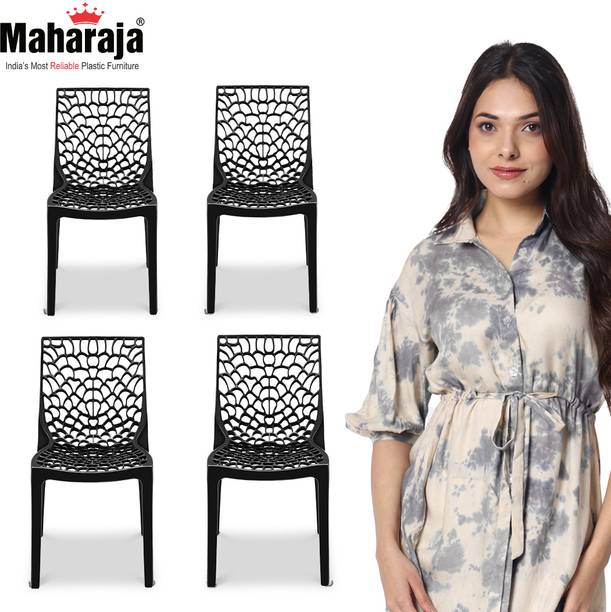 MAHARAJA Premium Plastic Chair –Ergonomic Armrest Design, Chair for Home, Ultra-Durable Plastic Living Room Chair