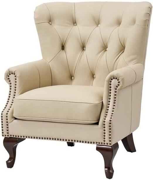 ADORN MART Leatherette High Back Wing Arm Chair Leatherette Living Room Chair