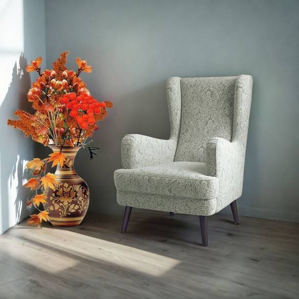 ModWood Mood Wood Cream Wing Chair For Living Room Foam Living Room Chair